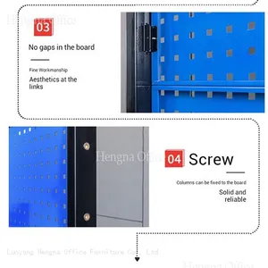 Steel Vertical Double Sided Pegboard Organizer Cart With Plastic Parts Bins for Automotive Repair Shop Storage -China Factory Wholesale thumbnail-5