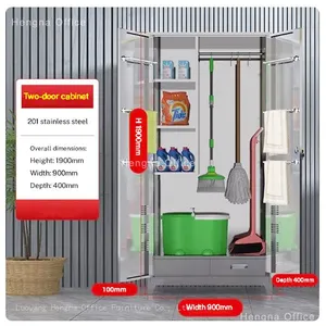 Custom Quiet-Close Cleaning Supply Cabinet Maker in Mississauga | Silent Soft-Close Hinges & 3-Point Security Lock | HNJUNTUO thumbnail-2