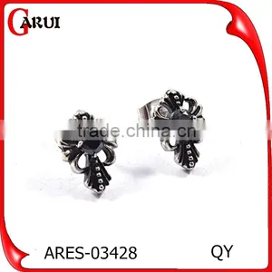 Black Stainless Steel Stud Earrings Crystal Jewelry Earrings thumbnail-4