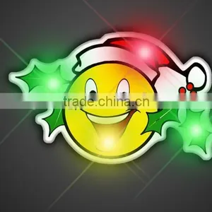 Happy Smile Face LED Flashlight Plastic Lapel Pin, Custom Brooch Pin Wholesaler thumbnail-1