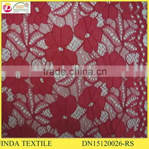 Best Selling High Quality 100%Polyester Red Mesh Lace Fabric For Girls Clothing thumbnail-1
