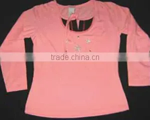 Pink Color Girls F-S Tops With Print thumbnail-1