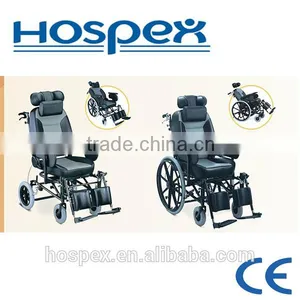 TPR Castor Reclining High Back Adjustalbe Steel Wheelchair thumbnail-1