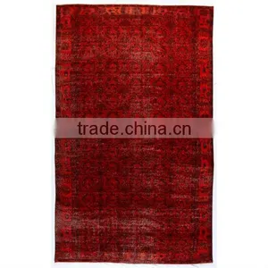 Handmade Red Over-dyed Rug (9 x 6 Feet) thumbnail-1