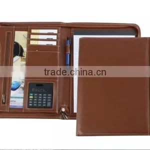 Brown Leather Designer Padfolio Calculator thumbnail-1
