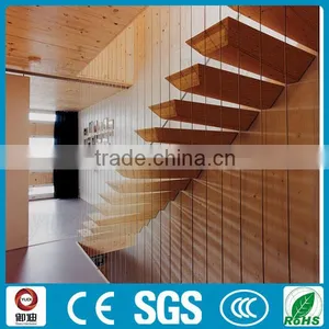 Straight Oak Wood Tread Floating Indoor Staircase Design thumbnail-6
