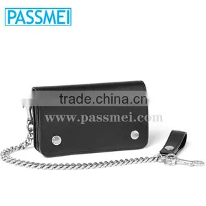 Unisex Chain-Trimmed Genuine Leather Wallet thumbnail-1