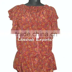 2757 Silk Sari Ladies Halter Tops Tops Tunic Top Summer Blouse Shirts for Woman Fashion Wear Vintage Blouses Blusa thumbnail-1