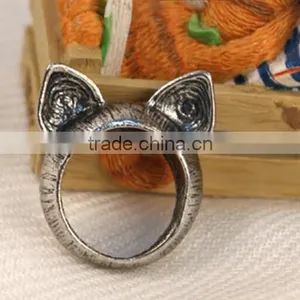 Antique Vintage Bronze Style Kawaii Kitty Cat Ear Metal Costume Jewellery Ring thumbnail-6