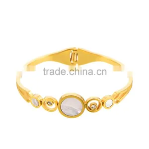 Fashion Stainless Steel Crystal Luxury Cut-out Cuff Bangle Bracelets for Women thumbnail-6