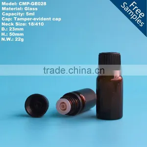 5 ml (1/6 fl Oz) Amber Glass Essential Oil Bottle With European Dropper Cap Quality Choice thumbnail-1