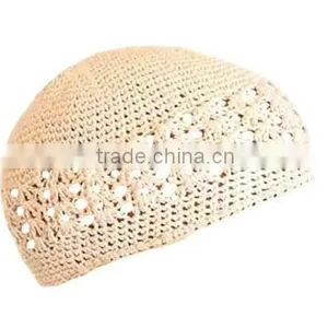 White Crochet Beanie Skull Cap thumbnail-1