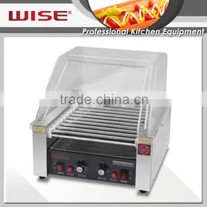 WISE Commercial 11 Rolls Electric Stainless Steel Hot Dog Roller Grill With Sneeze Guard thumbnail-1