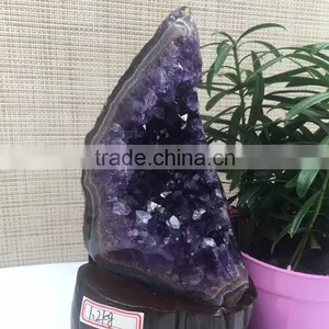 Natural Narrow Shaped Amethyst Geode Uruguay Crystal Cluster Ornaments thumbnail-1