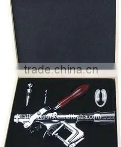 Deluxe Table Mounted Wine Corkscrew Set in Wooden Box thumbnail-1