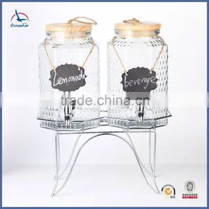 Wholesale 3L Glass Jar Dispenser Clear Beverage Glass Drink Dispenser With Tap thumbnail-1