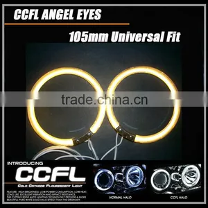 Yellow CCFL Angel Eye for Cars, Full Circle Headlight Universal Halo Rings thumbnail-1