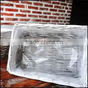 Chinese Factory Grey Wash Wicker Basket thumbnail-5