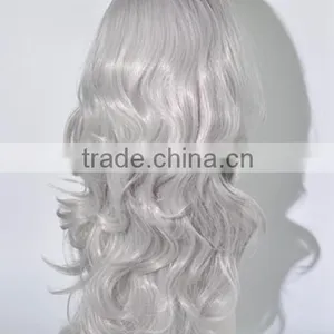 Fashion Gray Synthetic Wig Show Girl Long Kinky Curls Wig N390 thumbnail-3