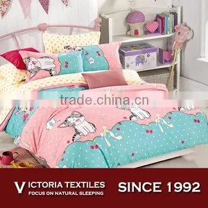 Cat Bowknot Cherry Printed Cotton Duvet Quilt Cover Spotty Dot Bedding Set thumbnail-1