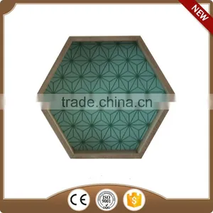 Green Hexagon Wooden Tray thumbnail-1