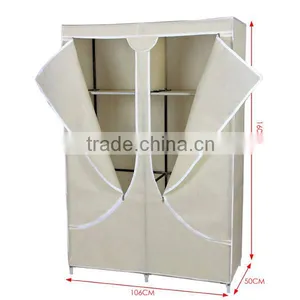 Cheap Folding Easy Assemble Non-woven Fabric Wardrobe Closet , Durable Large Assemble Wardrobe thumbnail-3