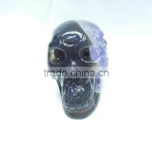Hand Carved Natural Crystal Geode Crystal Skull For Sale or Gift to Lovers thumbnail-4
