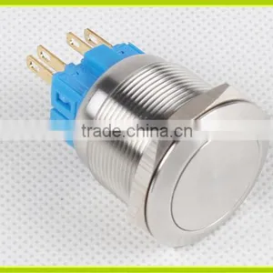 25mm Stainless Steel Latching 2NO2NC Ring Illuminated LED Metal Push Button Switch thumbnail-5