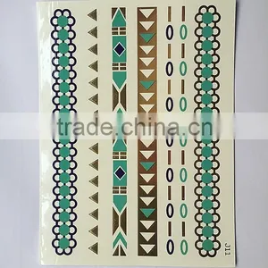 Non-toxic Flash Body Gold Temporary Tattoos Custom Metal Logo Stickers thumbnail-3