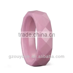 Faceted Pink Ceramic Ring, Women's Pink Ceramic Ring thumbnail-1