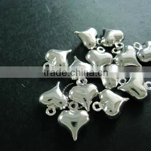 8*10mm Rhodium Plated Brass Heart Shape Pendant Charm DIY Jewelry 1820275 thumbnail-4