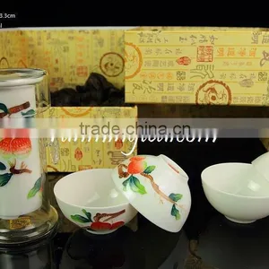 Jingdezhen Lychee Hand-painting Easy Tea-maker & Four Cups, in a Gift Box Set thumbnail-1