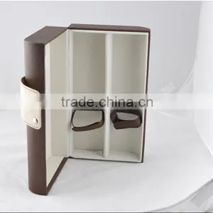 Wholesale Custom High-grade PU Leather 2 Bottles of Red Wine Box, Deep Coffee Color Storage Box thumbnail-3