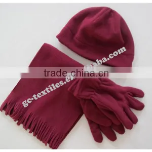 Wholesale China Manufacturer Supplier Custom Logo New Product for 2015 Fashion Women Fleece Hat Scarf Gloves Winter Sets thumbnail-4