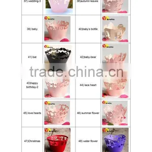 Laser Cut Hollow Out Pearl Party Greaseproof Paper Wedding Cup Cake Wrapper thumbnail-2