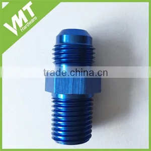Aluminum AN10 to 1/8" NPT Blue Straight Flare Fitting thumbnail-1