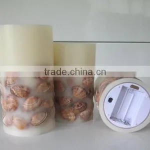 Flameless Led Candles Christmas Decrative Led Real Wax Candles With Shells Led Shells Candles thumbnail-4