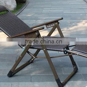 Outdoor High Back Rattan Chair /Weight Capacity Durable Rattan Lay Chair/Fold Able Armrest Chair With Pillow and Armrest thumbnail-1