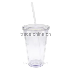 Wholesale Clear Plastic Disposable Straw Cup With Lid, IML Custom Logo Printed Cup With Straw thumbnail-6
