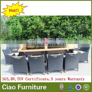 Luxury Outdoor Extended Glass Dining Table and Teakwood Chairs thumbnail-1