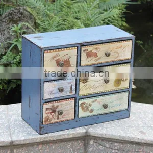 Antique Light Blue Wooden Filling Cabinets thumbnail-1