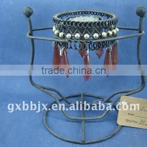 Red Pearl Black Wire Decorative Candle Stick Craft thumbnail-1