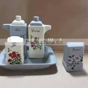 Good Quality 4pcs Ceramic Salt Pepper Oil Vinegar Set thumbnail-1