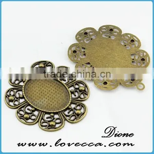 Antique Bronze Alloy Cameo Trays ,alloy Pendant Base for Cabochons,fashion Necklace Pendant Tray thumbnail-1