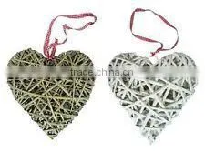 Hanging Wicker Heart for Wedding Party Decoration With Gingham Ribbon thumbnail-1