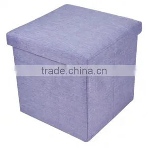 Purple Cube Foldable Seat Foot Rest Stool Seat Storage Ottoman thumbnail-2