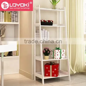5 Tier Corner Display Wood Leaning Shelf Storage Rack Colorful Shelving Rack Home Furniture Corner Shelf thumbnail-3