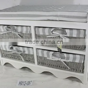 Wooden Bench Seat With Storage Drawers thumbnail-1