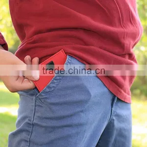 Color Customized Men's 100% Leather Slim Flip Wallet With Money Clip and Pull Tab thumbnail-6
