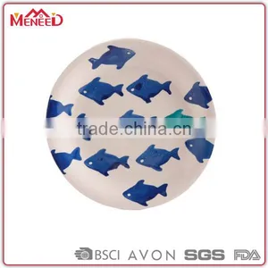 12.5' Fish Printing Fashional Personalized Eco Recycle Round Plastic Serving Tray thumbnail-1